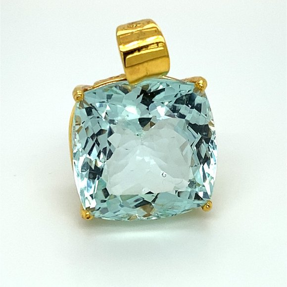 GIA Certified Aquamarine 24.15ct Solid 18K Pendant - Picture 1 of 7